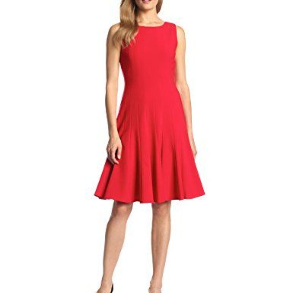 BLOOMING ROSE RED SLEEVELESS PLEATED FRONT DRESS MEDIUM